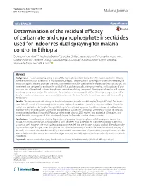 Determination of the Residual Efficacy of Carbamate and Organophosphate