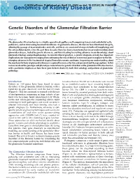 Genetic Disorders of the Glomerular Filtration Barrier