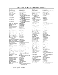 List G - Meteorites - Alphabetical List