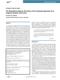The History of the Systematic Placement of an Enigmatic Parasitic Insect Order H