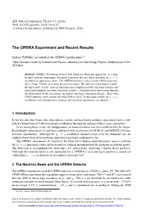 The OPERA Experiment and Recent Results