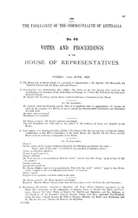 Votes and Proceedings House of Representatives