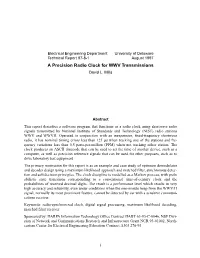 A Precision Radio Clock for WWV Transmissions David L