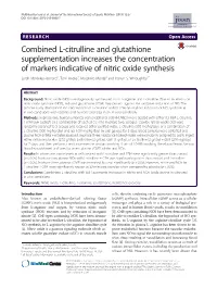 Combined L-Citrulline and Glutathione Supplementation Increases The