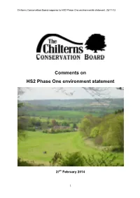 Comments on HS2 Phase One Environment Statement