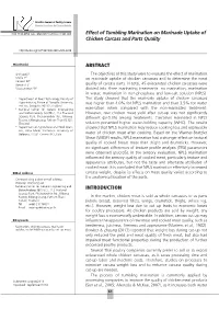 Effect of Tumbling Marination on Marinade Uptake of Chicken Carcass and Parts Quality ABSTRACT INTRODUCTION