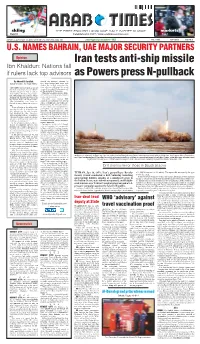 Iran Tests Anti-Ship Missile As Powers Press N-Pullback