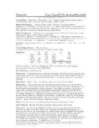 Nontronite (Ca0:5; Na)0:3Fe2 (Si; Al)4O10(OH)2 ² Nh2o C 2001 Mineral Data Publishing, Version 1.2 ° Crystal Data: Monoclinic