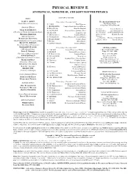 Physical Review E Statistical, Nonlinear, and Soft Matter Physics