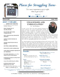 Places for Struggling Teens™ “It Is More Important to Get It Right, Than to Get It First.”