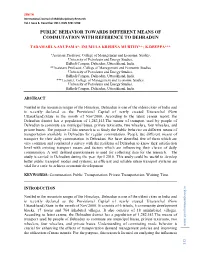 Public Behavior Towards Different Means of Commutation with Reference to Dehradun