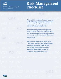 Risk Management Checklist