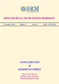 Srm Journal of Business Horizon