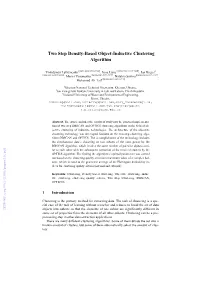 Two Step Density-Based Object-Inductive Clustering Algorithm