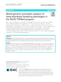 Whole-Genome Association Analyses of Sleep-Disordered Breathing Phenotypes in the NHLBI Topmed Program Brian E