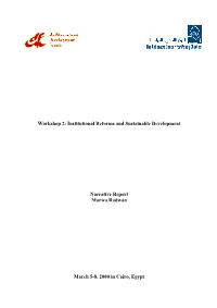 Workshop 2: Institutional Reforms and Sustainable Development Narrative