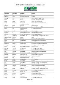 2019 GCSG US Conference Attendee List