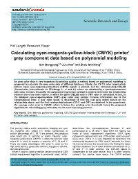 CMYK) Printer’ Gray Component Data Based on Polynomial Modeling