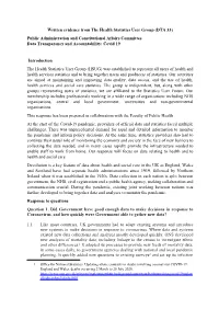 DTA 33) Public Administration and Constitutional Affairs Committee Data Transparency and Accountability: Covid 19