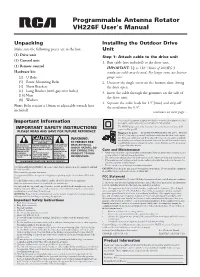 Programmable Antenna Rotator VH226F User's Manual