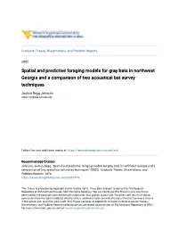 Spatial and Predictive Foraging Models for Gray Bats in Northwest Georgia and a Comparison of Two Acoustical Bat Survey Techniques