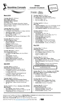 Spring Concert Calendar
