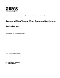 Summary of West Virginia Water-Resources Data Through