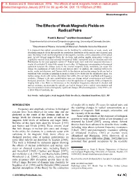 The Effects of Weak Magnetic Fields on Radical Pairs