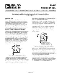AN-937 Designing Amplifier Circuits