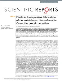 Facile and Inexpensive Fabrication of Zinc Oxide Based Bio-Surfaces for C