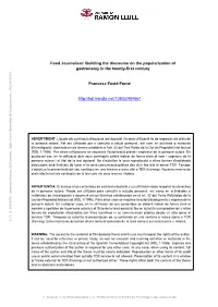 Food Journalism: Building the Discourse on the Popularization of Gastronomy in the Twenty-First Century