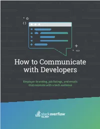 How to Communicate with Developers