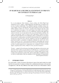 In Search of a Mythical Exception to Privity of Contract in Indian Law