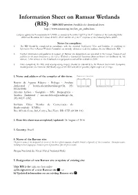 Information Sheet on Ramsar Wetlands (RIS) – 2009-2012 Version Available for Download From