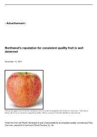 Northwest's Reputation for Consistent Quality Fruit Is Well Deserved