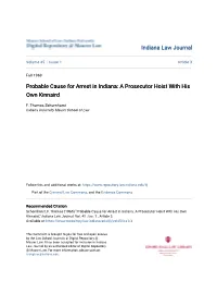 Probable Cause for Arrest in Indiana: a Prosecutor Hoist with His Own Kinnaird