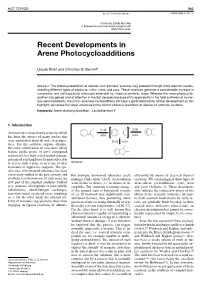 Recent Developments in Arene Photocycloadditions