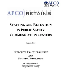 Staffing and Retention in Public Safety Communication Centers