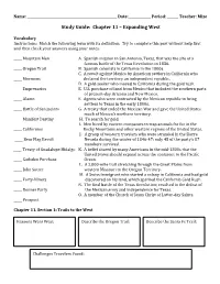 Study Guide: Chapter 11 – Expanding West