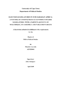 University of Cape Town Department of Political Studies ELECTED