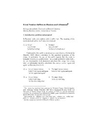 Verbal Suffixes in Russian and Lithuanian As Pluractional and Uni