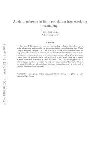 Analytic Inference in Finite Population Framework Via Resampling Arxiv