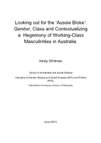 'Aussie Bloke': Gender, Class and Contextualizing a Hegemony Of