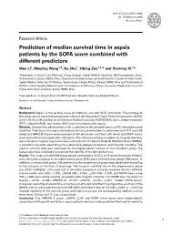 Prediction of Median Survival Time in Sepsis Patients by the SOFA Score