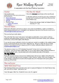 Race Walking Record June 2013 in Association with the Race Walking Association