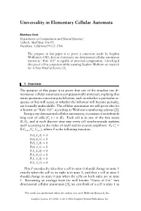 Universality in Elementary Cellular Automata