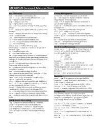 UNIX/LINUX Command Reference Sheet