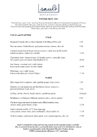 WINTER MENU 2014 TAPAS and STARTERS