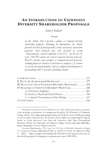 An Introduction to Viewpoint Diversity Shareholder Proposals