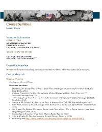 Course Syllabus Summer Course